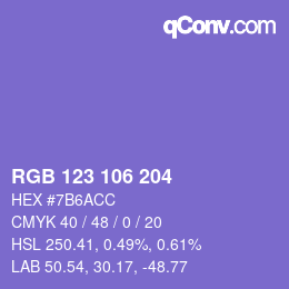 Color code: RGB 123 106 204 | qconv.com