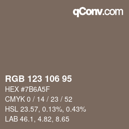 Farbcode: RGB 123 106 95 | qconv.com