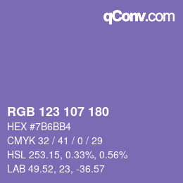 カラーコード: RGB 123 107 180 | qconv.com