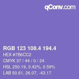 カラーコード: RGB 123 108.4 194.4 | qconv.com