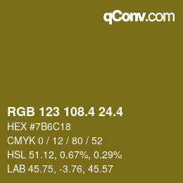 カラーコード: RGB 123 108.4 24.4 | qconv.com