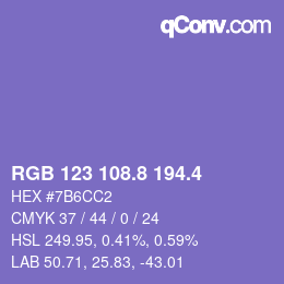カラーコード: RGB 123 108.8 194.4 | qconv.com