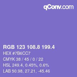 カラーコード: RGB 123 108.8 199.4 | qconv.com