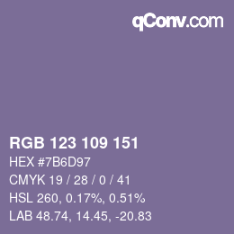 Color code: RGB 123 109 151 | qconv.com