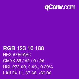 Color code: RGB 123 10 188 | qconv.com