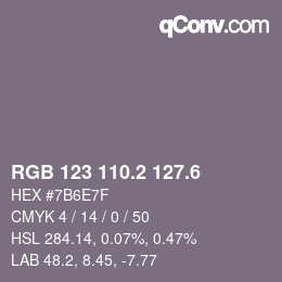 カラーコード: RGB 123 110.2 127.6 | qconv.com