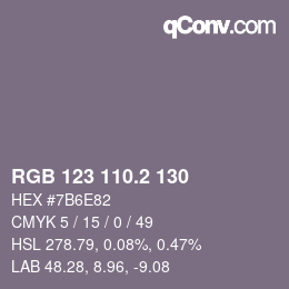 カラーコード: RGB 123 110.2 130 | qconv.com