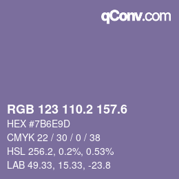 カラーコード: RGB 123 110.2 157.6 | qconv.com