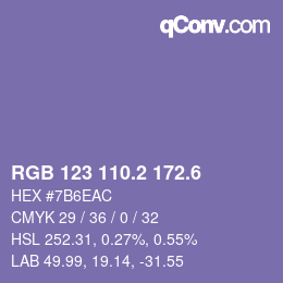 カラーコード: RGB 123 110.2 172.6 | qconv.com