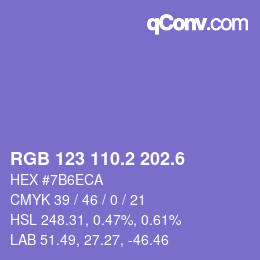 カラーコード: RGB 123 110.2 202.6 | qconv.com