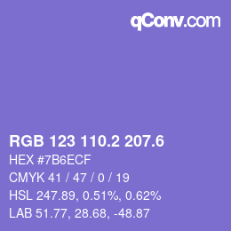 カラーコード: RGB 123 110.2 207.6 | qconv.com