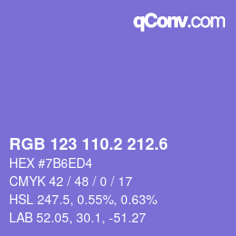 カラーコード: RGB 123 110.2 212.6 | qconv.com