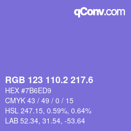 カラーコード: RGB 123 110.2 217.6 | qconv.com