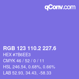 カラーコード: RGB 123 110.2 227.6 | qconv.com
