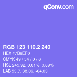 カラーコード: RGB 123 110.2 240 | qconv.com