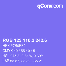 カラーコード: RGB 123 110.2 242.6 | qconv.com