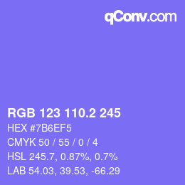 カラーコード: RGB 123 110.2 245 | qconv.com