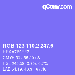 カラーコード: RGB 123 110.2 247.6 | qconv.com