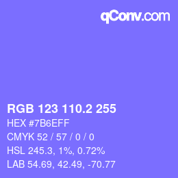 カラーコード: RGB 123 110.2 255 | qconv.com