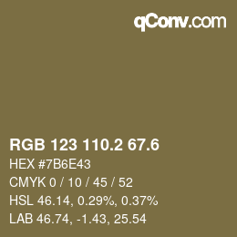 カラーコード: RGB 123 110.2 67.6 | qconv.com