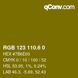 カラーコード: RGB 123 110.6 0 | qconv.com