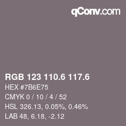 カラーコード: RGB 123 110.6 117.6 | qconv.com