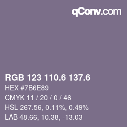 カラーコード: RGB 123 110.6 137.6 | qconv.com