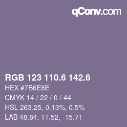 カラーコード: RGB 123 110.6 142.6 | qconv.com