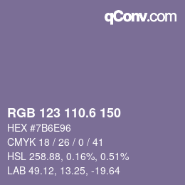 カラーコード: RGB 123 110.6 150 | qconv.com