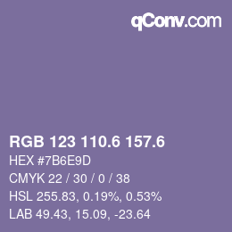 カラーコード: RGB 123 110.6 157.6 | qconv.com