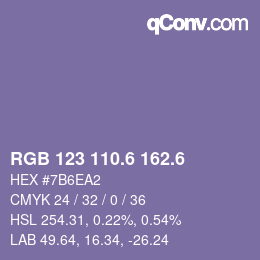 カラーコード: RGB 123 110.6 162.6 | qconv.com
