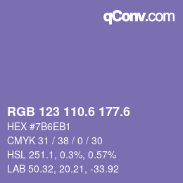 カラーコード: RGB 123 110.6 177.6 | qconv.com