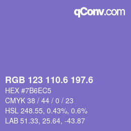 カラーコード: RGB 123 110.6 197.6 | qconv.com