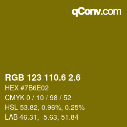 カラーコード: RGB 123 110.6 2.6 | qconv.com