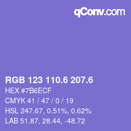 カラーコード: RGB 123 110.6 207.6 | qconv.com