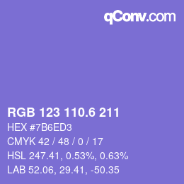 カラーコード: RGB 123 110.6 211 | qconv.com
