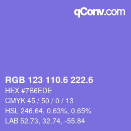 カラーコード: RGB 123 110.6 222.6 | qconv.com