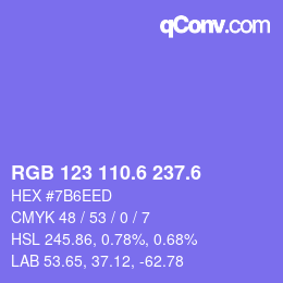 カラーコード: RGB 123 110.6 237.6 | qconv.com