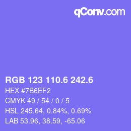 カラーコード: RGB 123 110.6 242.6 | qconv.com