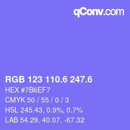 カラーコード: RGB 123 110.6 247.6 | qconv.com