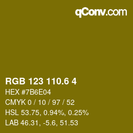 カラーコード: RGB 123 110.6 4 | qconv.com