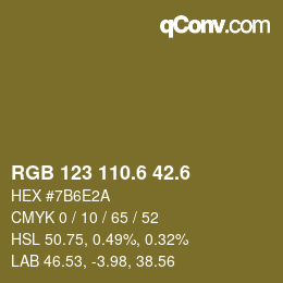 カラーコード: RGB 123 110.6 42.6 | qconv.com