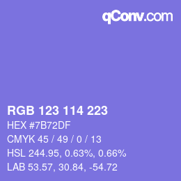 Color code: RGB 123 114 223 | qconv.com