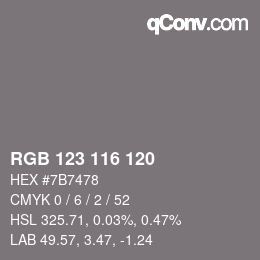 Farbcode: RGB 123 116 120 | qconv.com