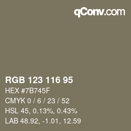 Farbcode: RGB 123 116 95 | qconv.com