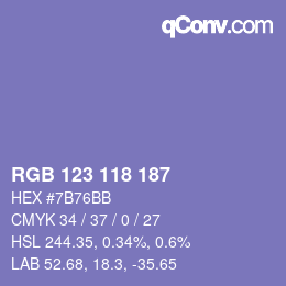 Color code: RGB 123 118 187 | qconv.com
