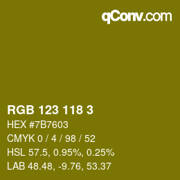 Color code: RGB 123 118 3 | qconv.com