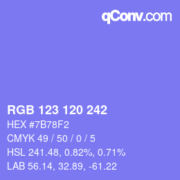 カラーコード: RGB 123 120 242 | qconv.com