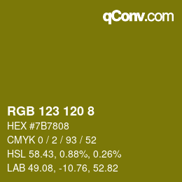 Color code: RGB 123 120 8 | qconv.com