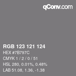 Código de color: RGB 123 121 124 | qconv.com